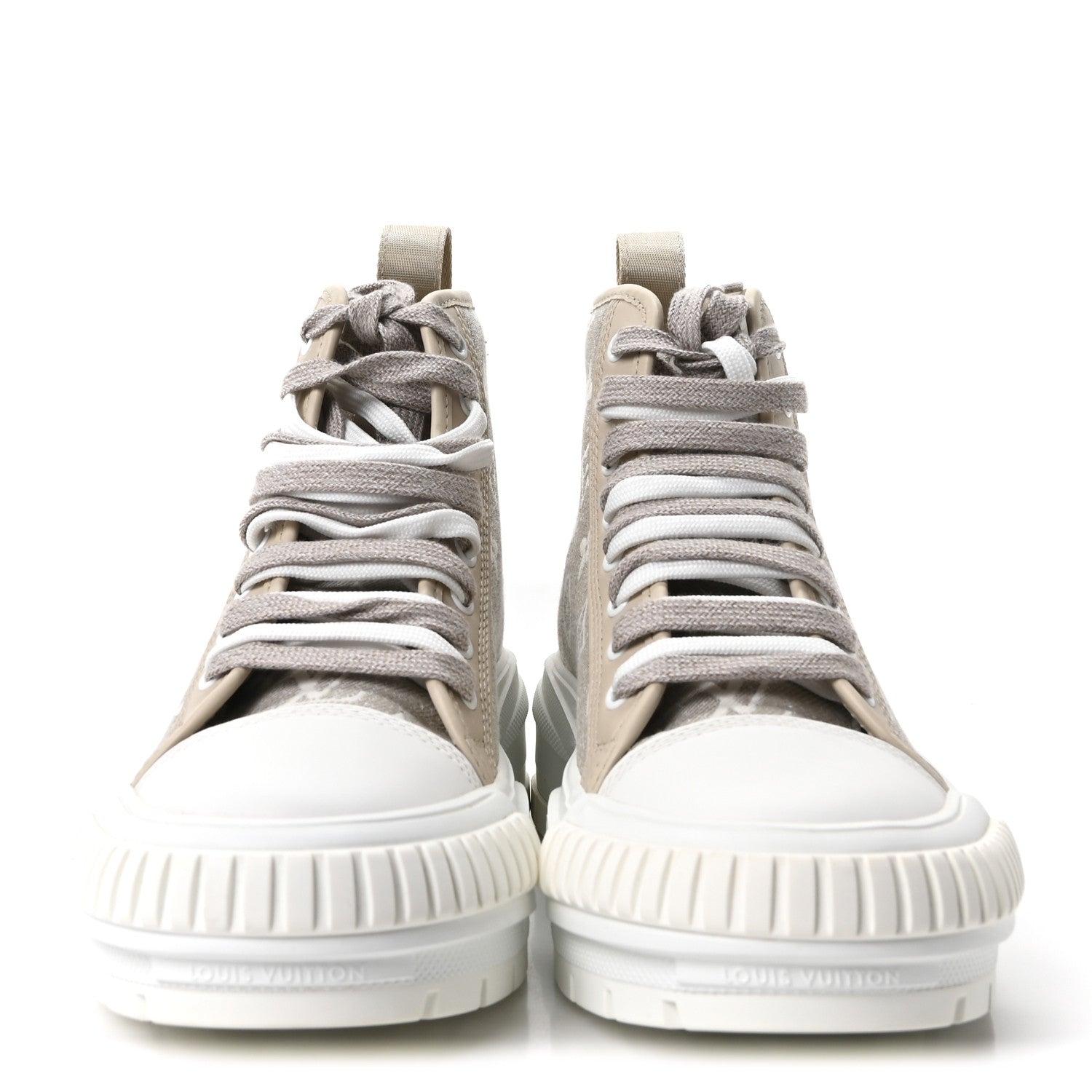 Louis Vuitton Denim Monogram Squad Sneaker Boots 37 Beige 3 of 9