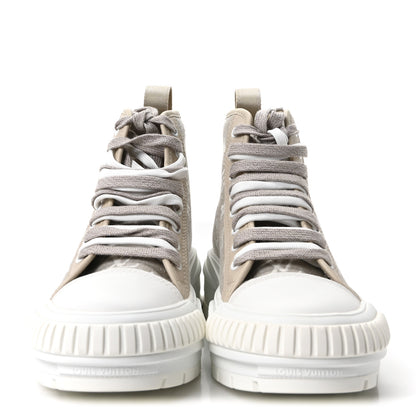 Louis Vuitton Denim Monogram Squad Sneaker Boots 37 Beige 3 of 9