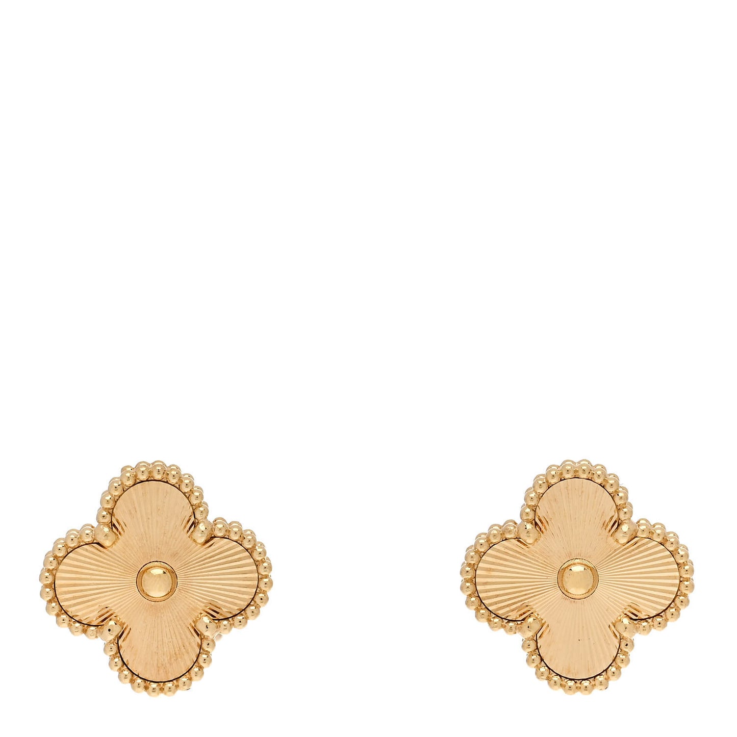 18K Yellow Gold Guilloche Vintage Alhambra Earrings