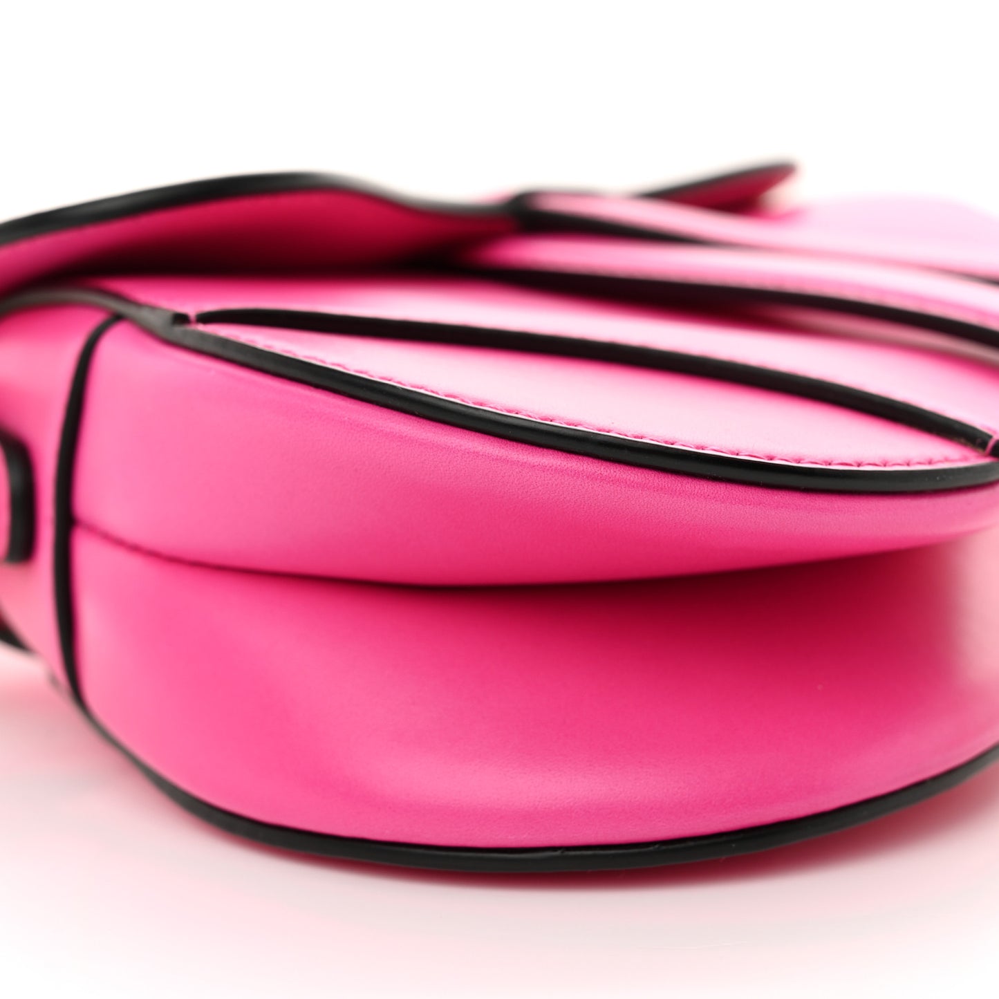 Supple Calfskin Mini Saddle Bag With Strap Passion Pink