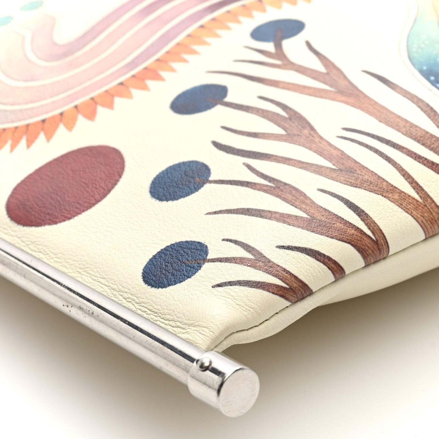 Smooth Calfskin Small Roy Clutch White Multicolor