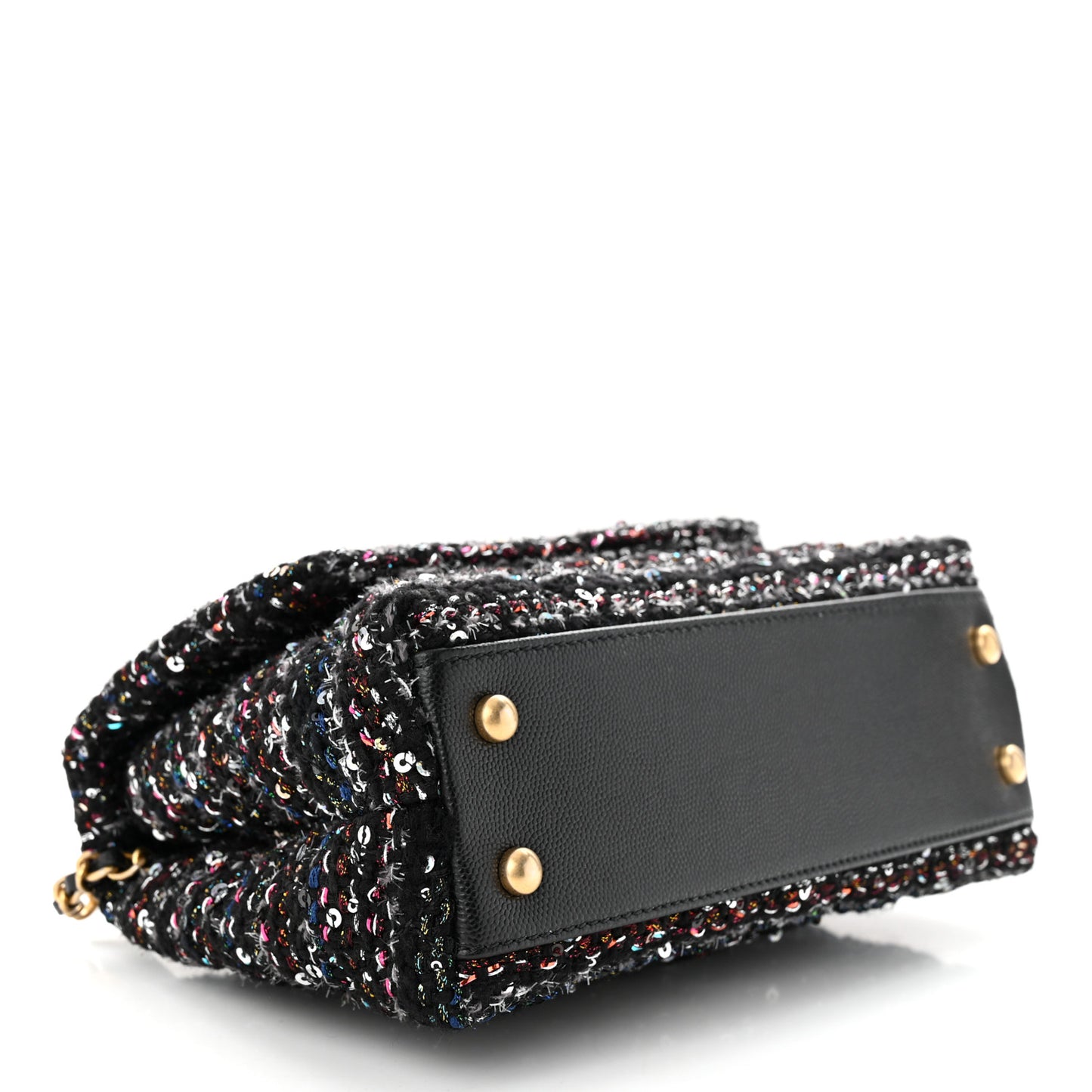 Tweed Sequin Mini Coco Handle Flap Black