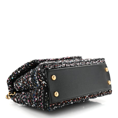 Chanel Tweed Sequin Mini Coco Handle Flap Black 4 of 10