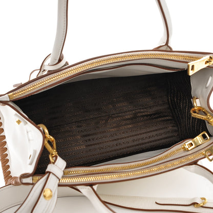 Prada Saffiano Whipstitch Medium Paradigme Bag White Caramel 6 of 7