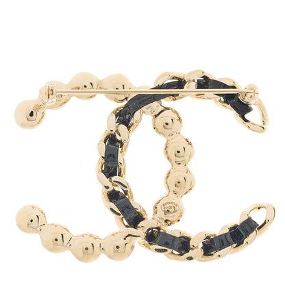 Chanel Lambskin Pearl CC Chain Brooch Black Gold 4 of 4