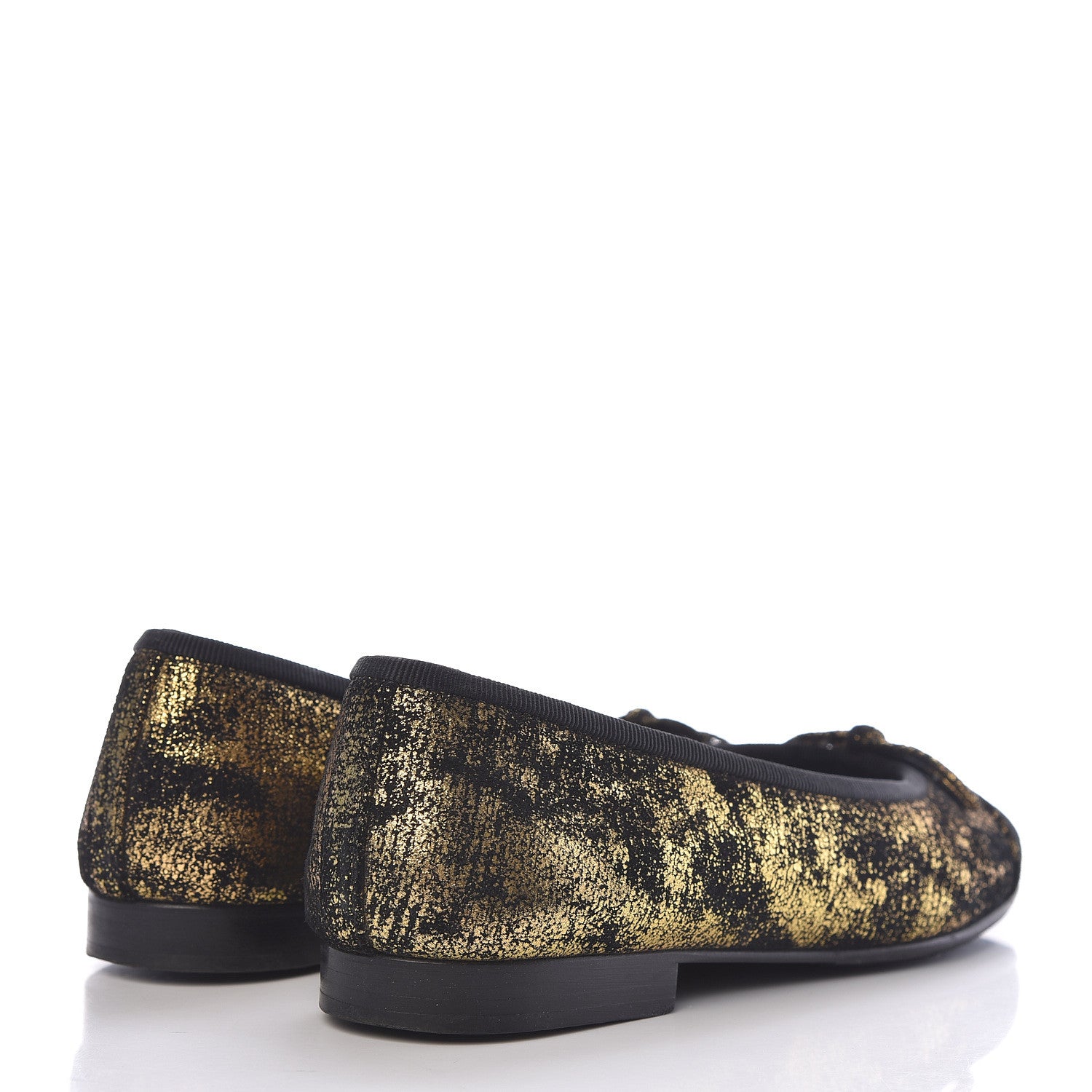 Chanel Laminated Suede Goatskin Cap Toe CC Ballerina Flats 35 Bronze 4 of 11