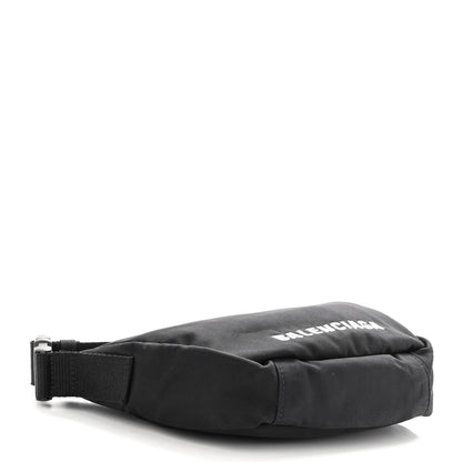 Balenciaga Recycled Sport Nylon Logo Embroidered Wheel Sling Bag Black White 4 of 9