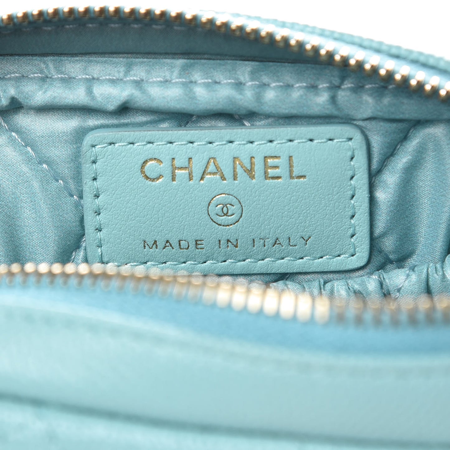 Caviar Quilted Small Curvy Pouch Cosmetic Case Light Blue