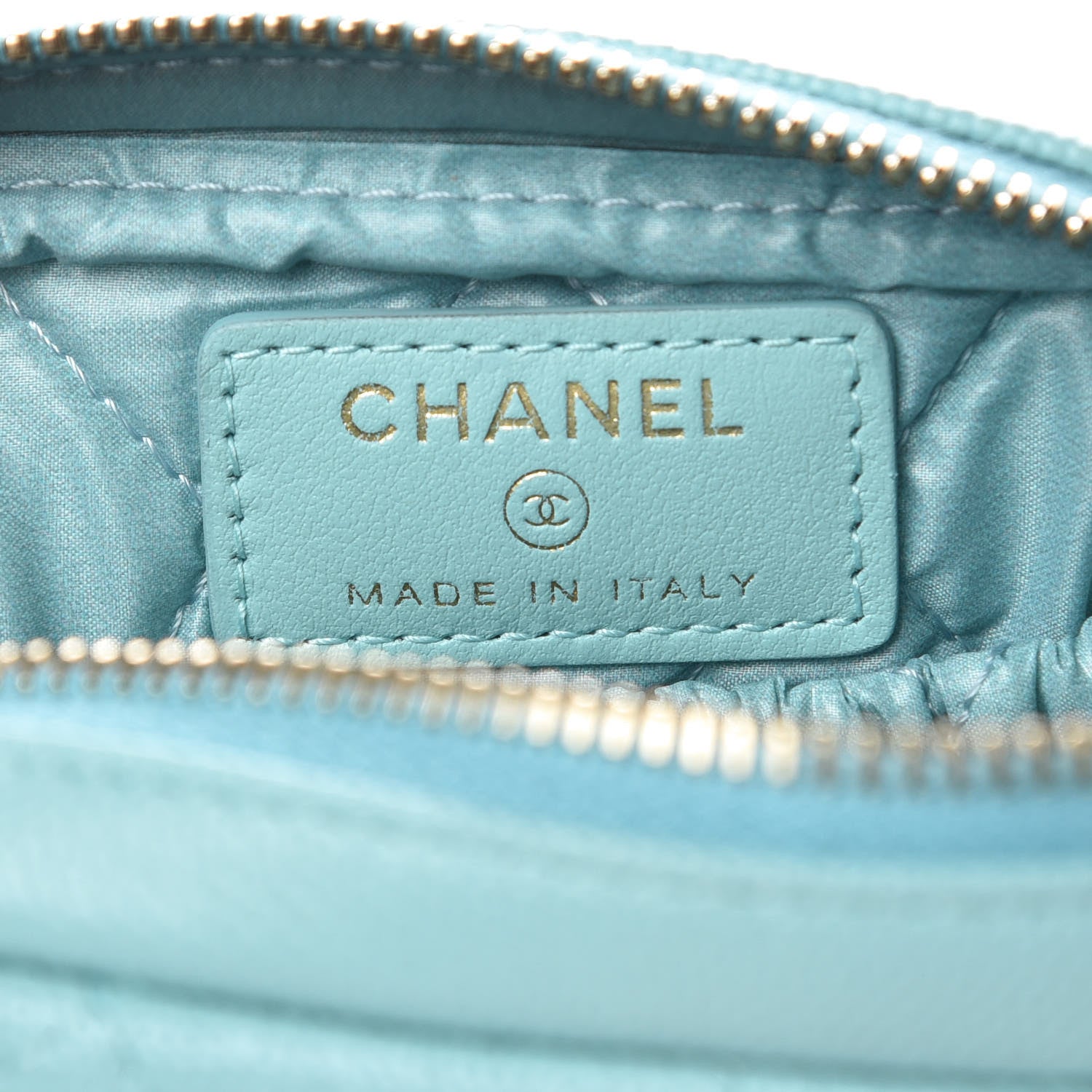Chanel Caviar Quilted Small Curvy Pouch Cosmetic Case Light Blue 6 of 8