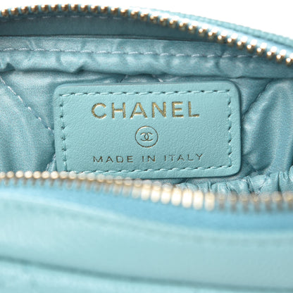 Chanel Caviar Quilted Small Curvy Pouch Cosmetic Case Light Blue 6 of 8