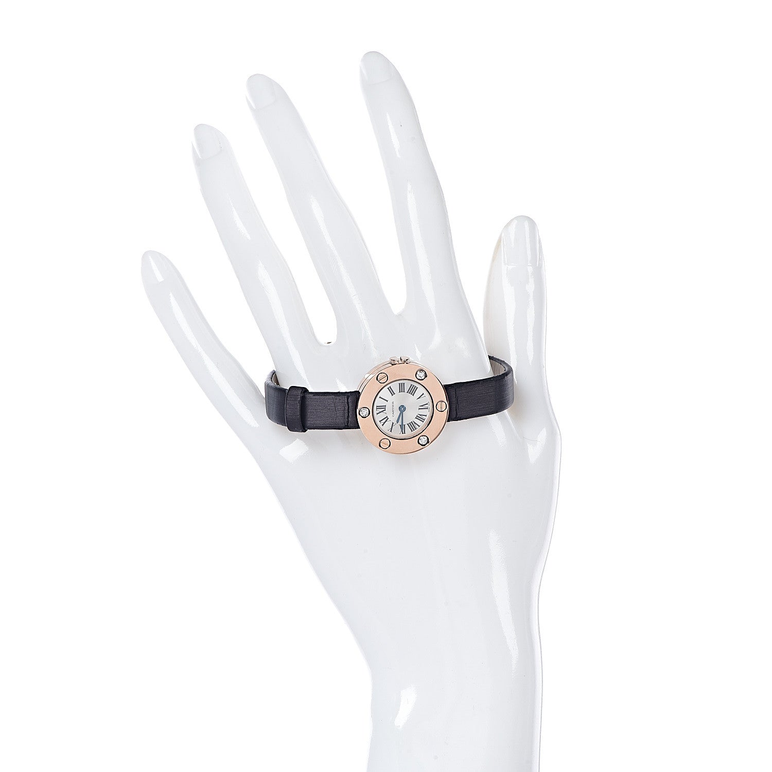 Cartier 18K Pink Gold Satin Diamond 23mm Love Quartz Watch 2 of 9