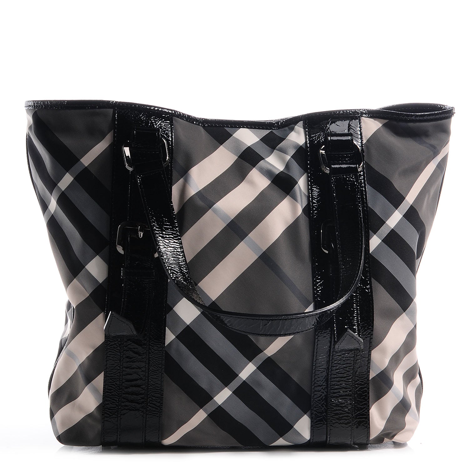 Burberry Nylon Beat Check Medium Victoria Tote Black 1 of 10