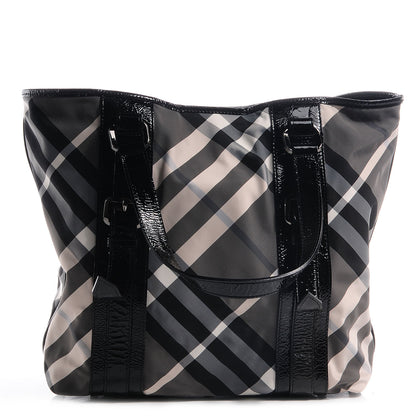 Burberry Nylon Beat Check Medium Victoria Tote Black 1 of 10