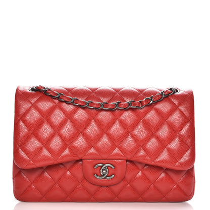 Chanel Caviar Quilted Jumbo Double Flap Red 1 of 8