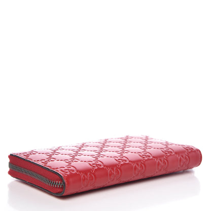 Gucci Guccissima Signature Zip Around Wallet Hibiscus Red 4 of 8
