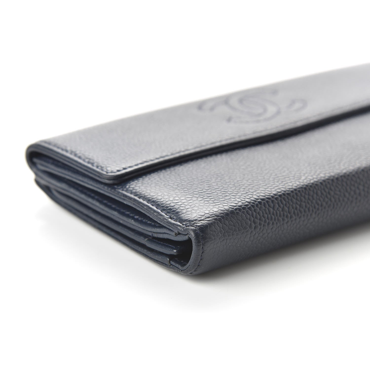 Chanel Caviar CC Long Flap French Wallet Navy Blue 6 of 12
