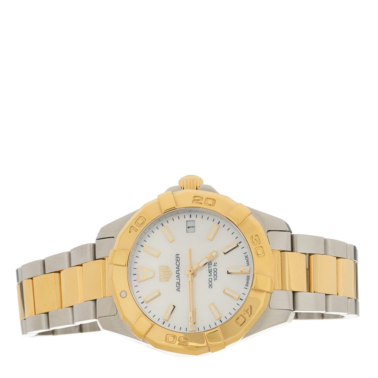 Tag Heuer Stainless Steel 18K Yellow Gold Mother of Pearl 32mm Aquaracer Quartz Watch WBD1320 2 of 5