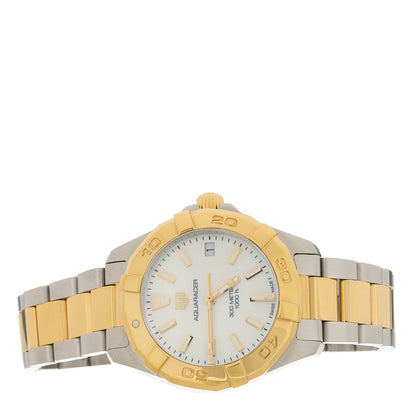 Tag Heuer Stainless Steel 18K Yellow Gold Mother of Pearl 32mm Aquaracer Quartz Watch WBD1320 2 of 5