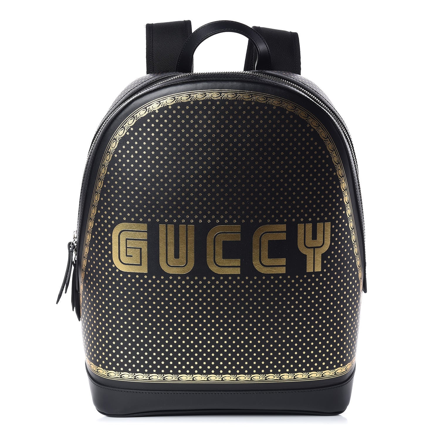 Gucci X SEGA Calfskin GUCCY Stars Dome Backpack Black Gold 1 of 10