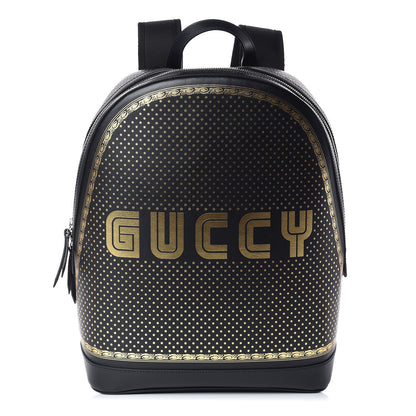 Gucci X SEGA Calfskin GUCCY Stars Dome Backpack Black Gold 1 of 10