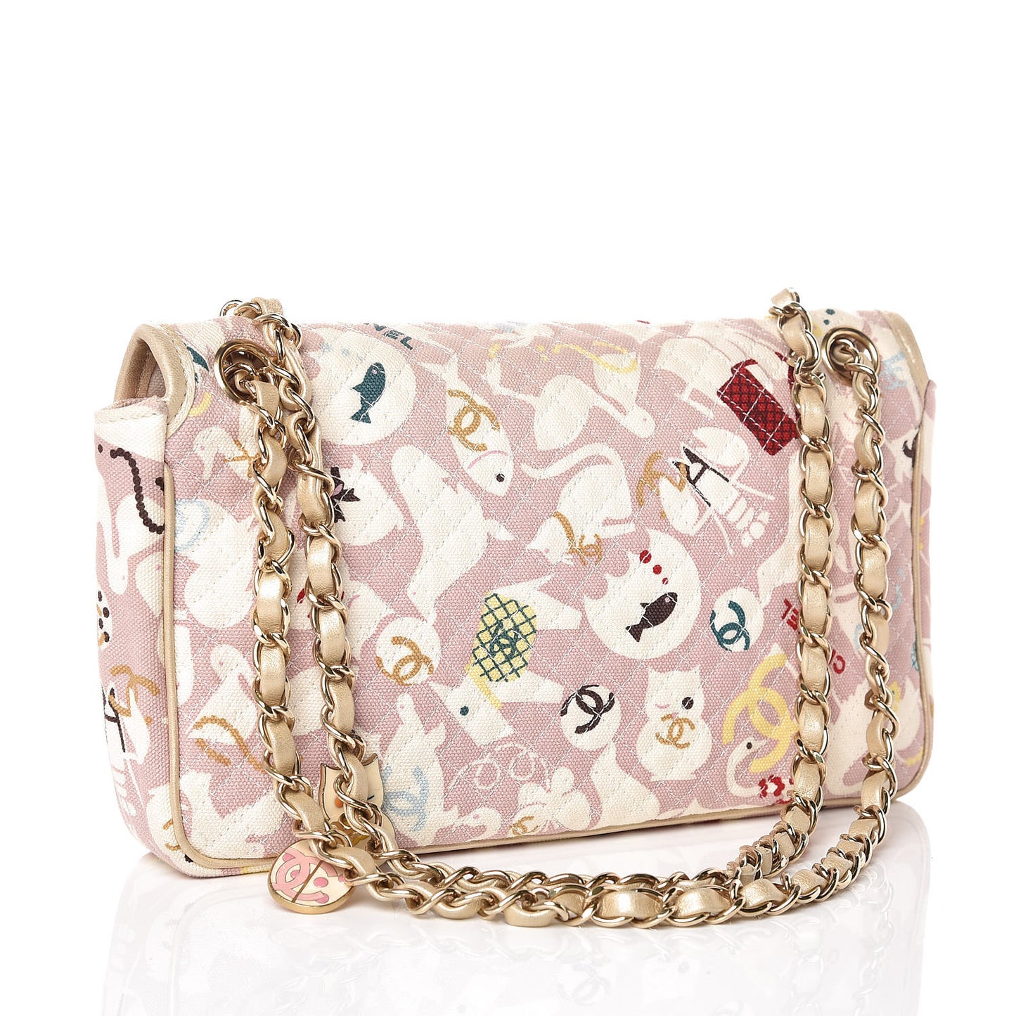 Canvas Printed Medium Single Flap Pink