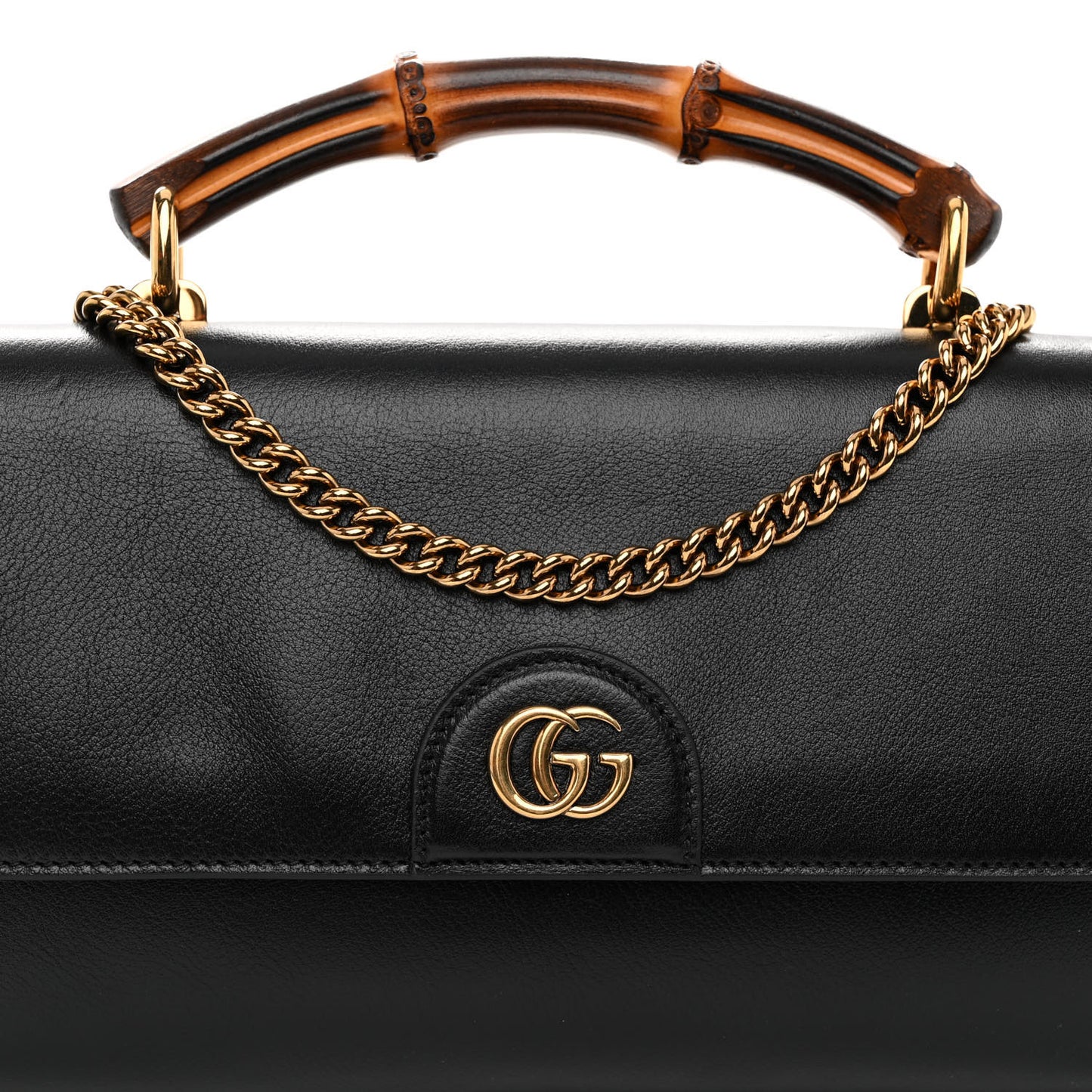 Wonka Grain Calfskin Mini Diana Bamboo Top Handle Shoulder Bag Black