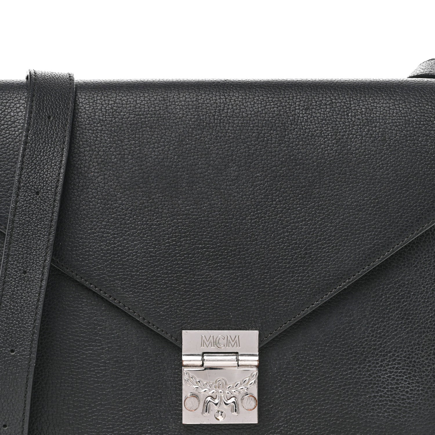 MCM Grained Calfskin Patricia Park Avenue Crossbody Bag Black 7 of 15