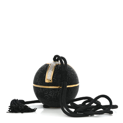 Judith Leiber Swarovski Crystal Disco Ball Minaudiere Clutch Black Gold 6 of 11