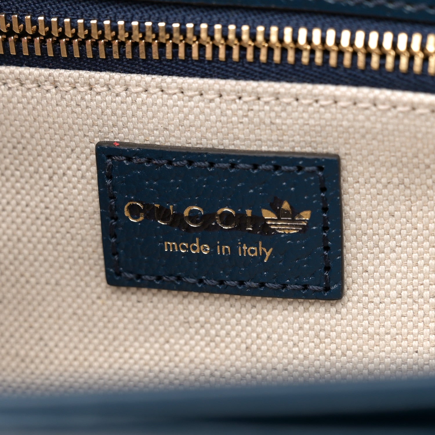 Gucci X ADIDAS Textured Dollar Calfskin Web Trefoil Mini Horsebit 1955 Shoulder Bag Navy Blue Red 6 of 12