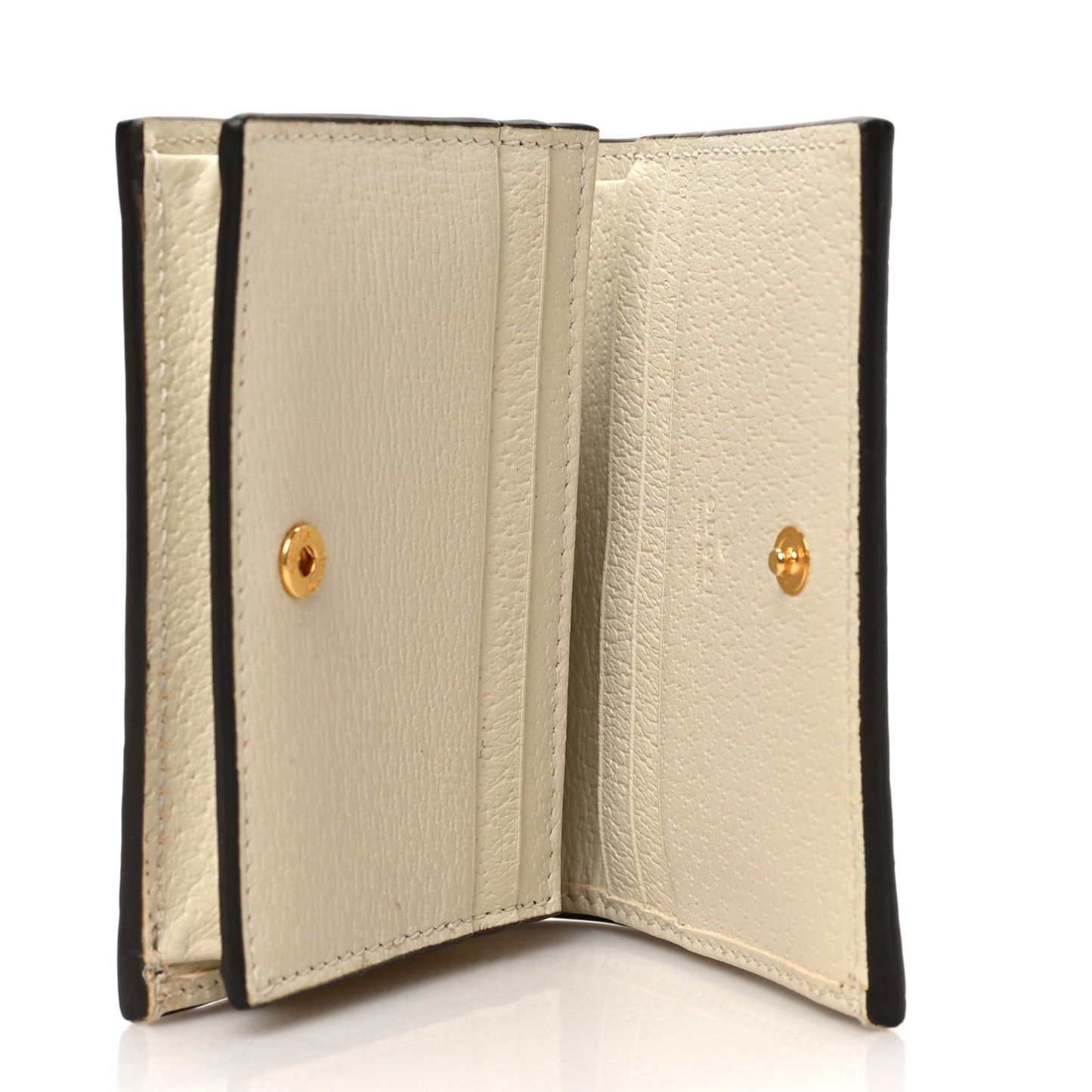Textured Calfskin Web Ophidia Card Case Mystic White