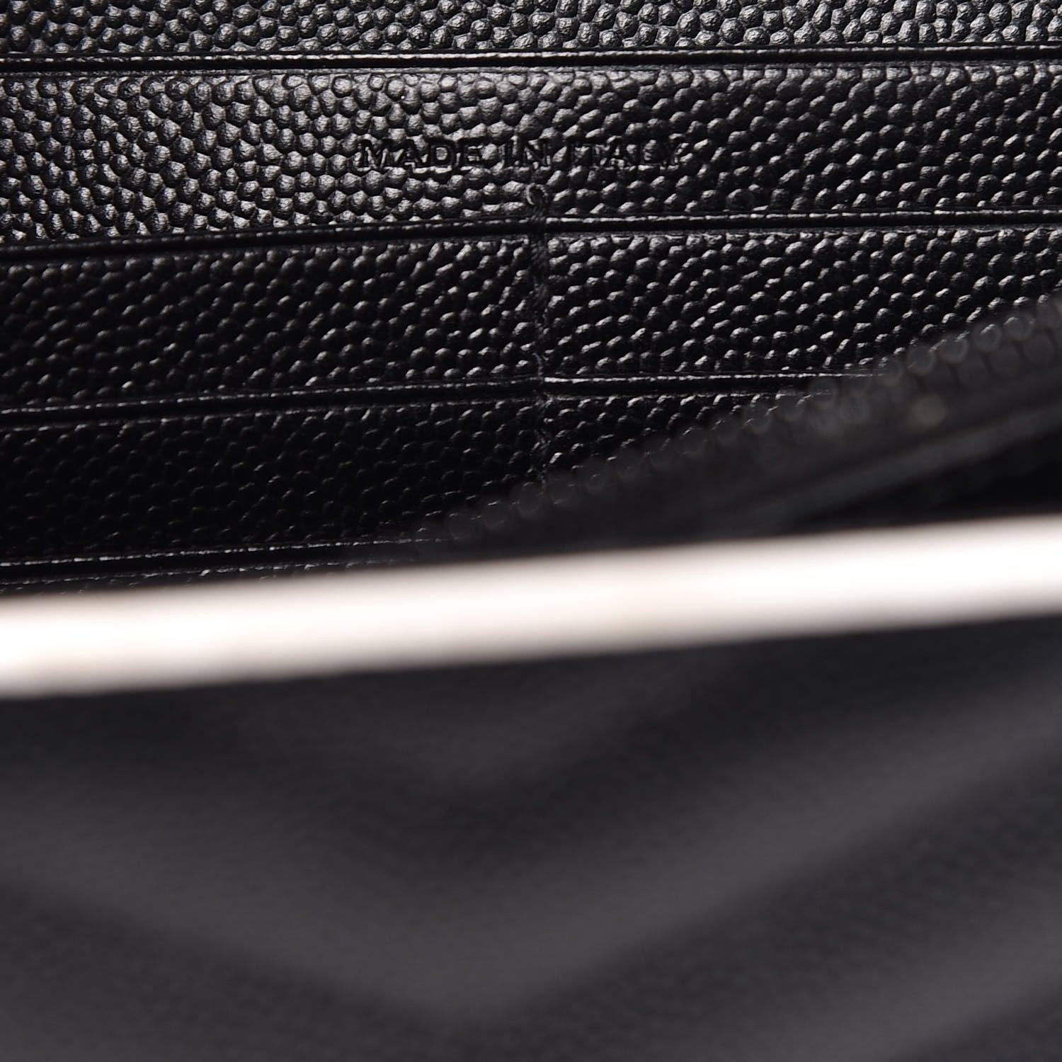 Saint Laurent Grain De Poudre Matelasse Chevron Monogram Chain Wallet Black White 9 of 16