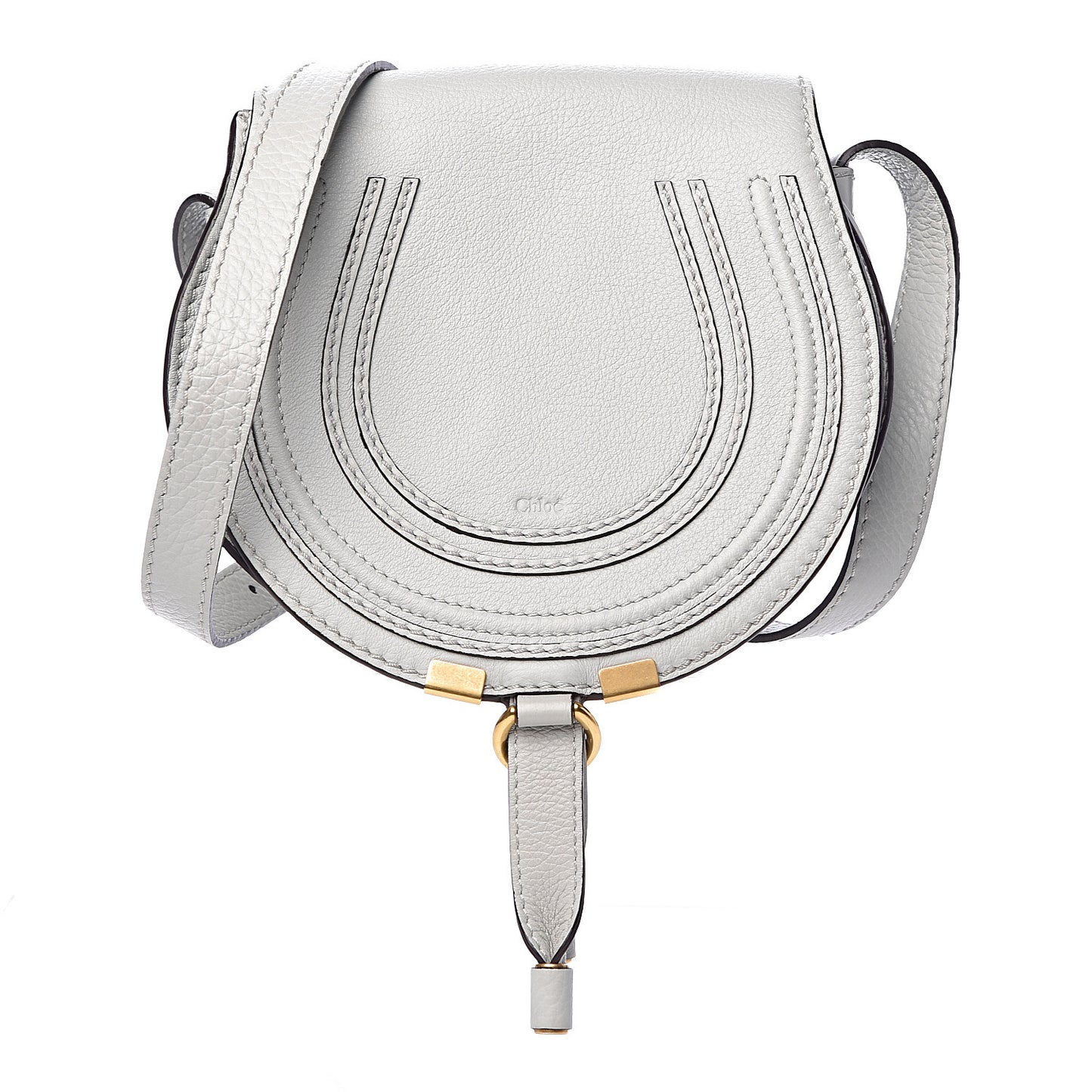Calfskin Mini Marcie Round Crossbody Bag Airy Grey