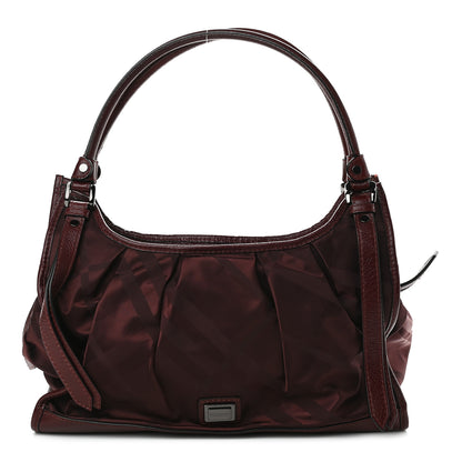 Burberry Nylon Check Tote Burgundy 1 of 11