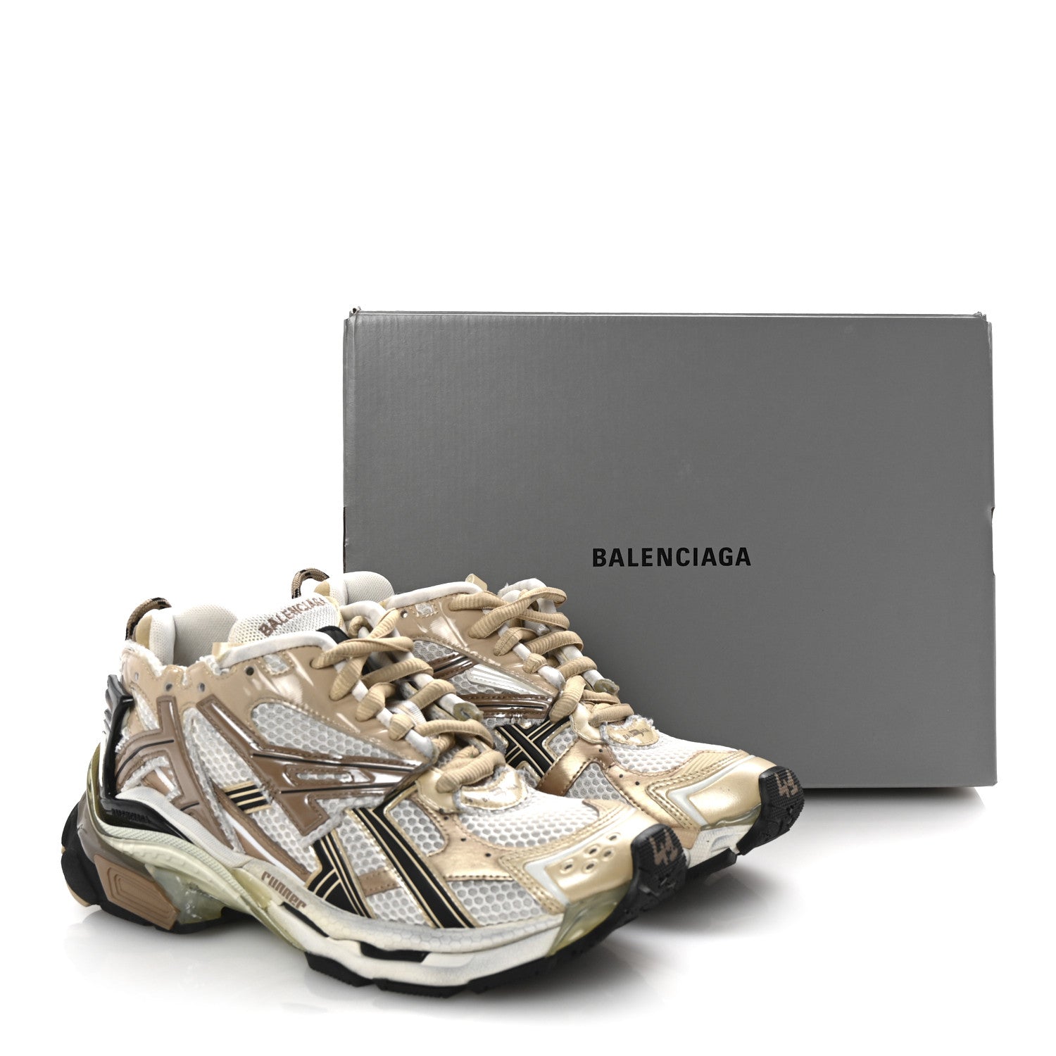 Balenciaga Mesh Rubber Monocolor Womens Runner Sneakers 41 Beige