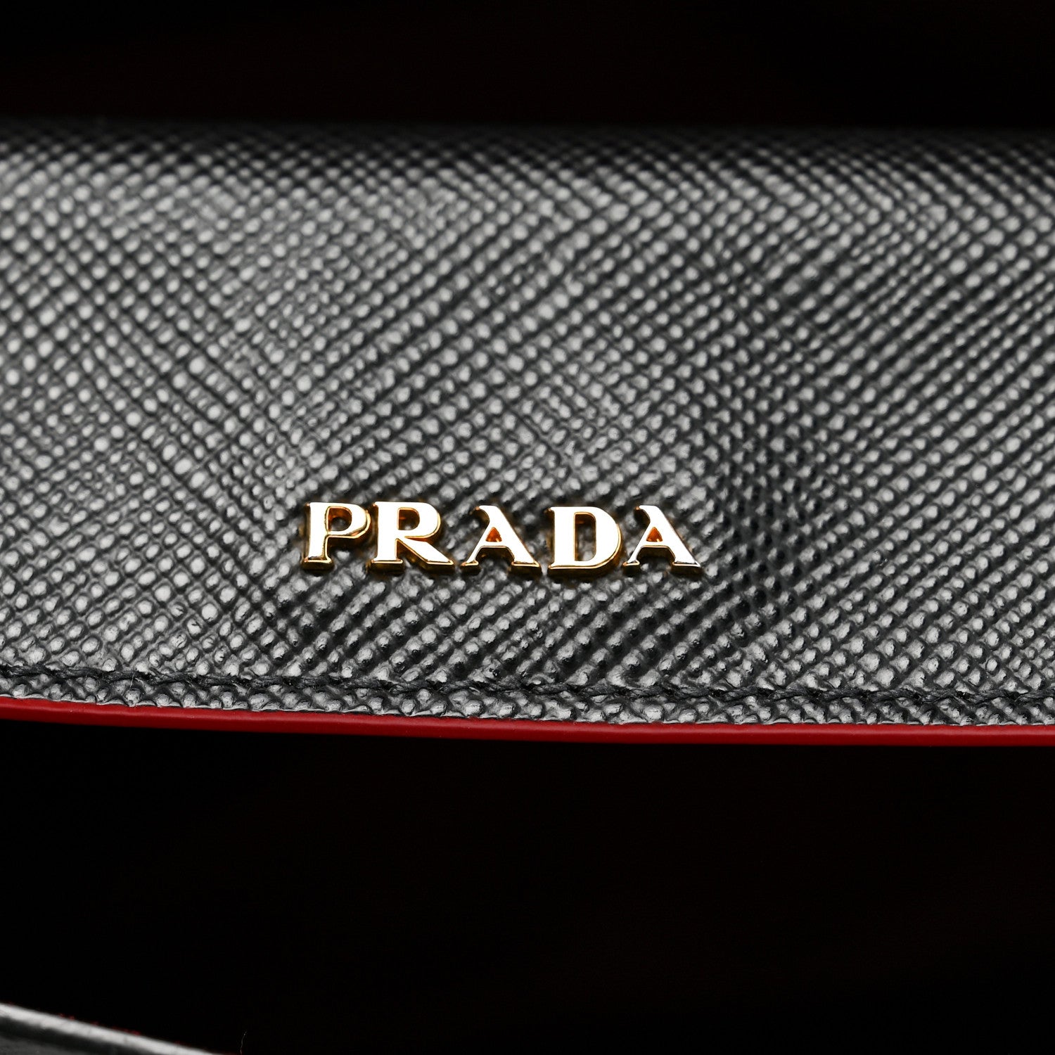 Prada Saffiano Cuir Medium Double Bag Black Fuoco 1853037