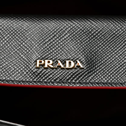 Prada Saffiano Cuir Medium Double Bag Black Fuoco 6 of 11
