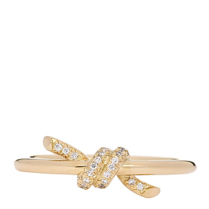 Tiffany 18K Yellow Gold Diamond Small Knot Ring 54 6.75 1 of 5