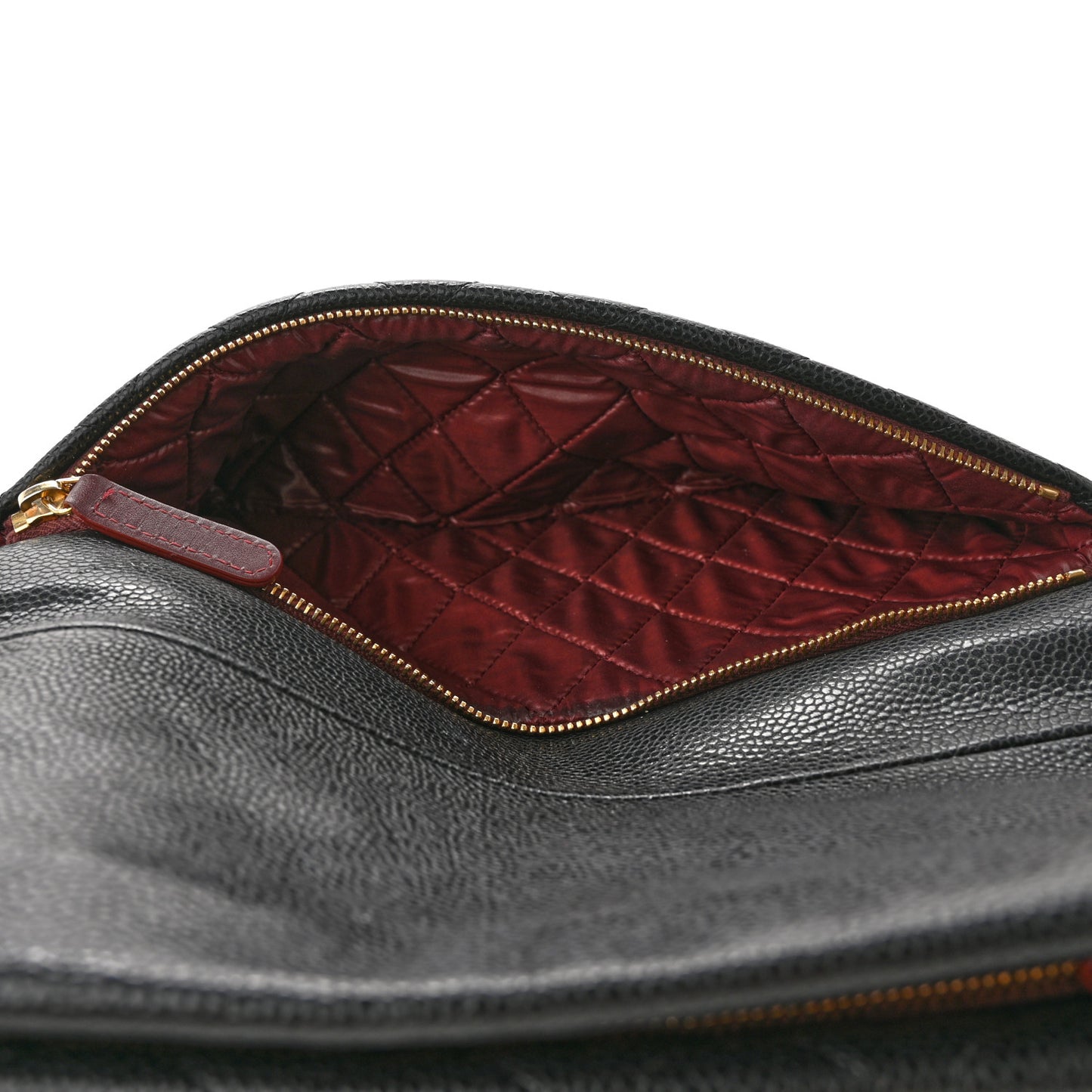Caviar Quilted CC Beauty Clutch Black