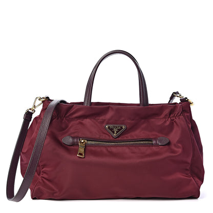 Prada Tessuto Nylon Saffiano Tote Granato 1 of 8
