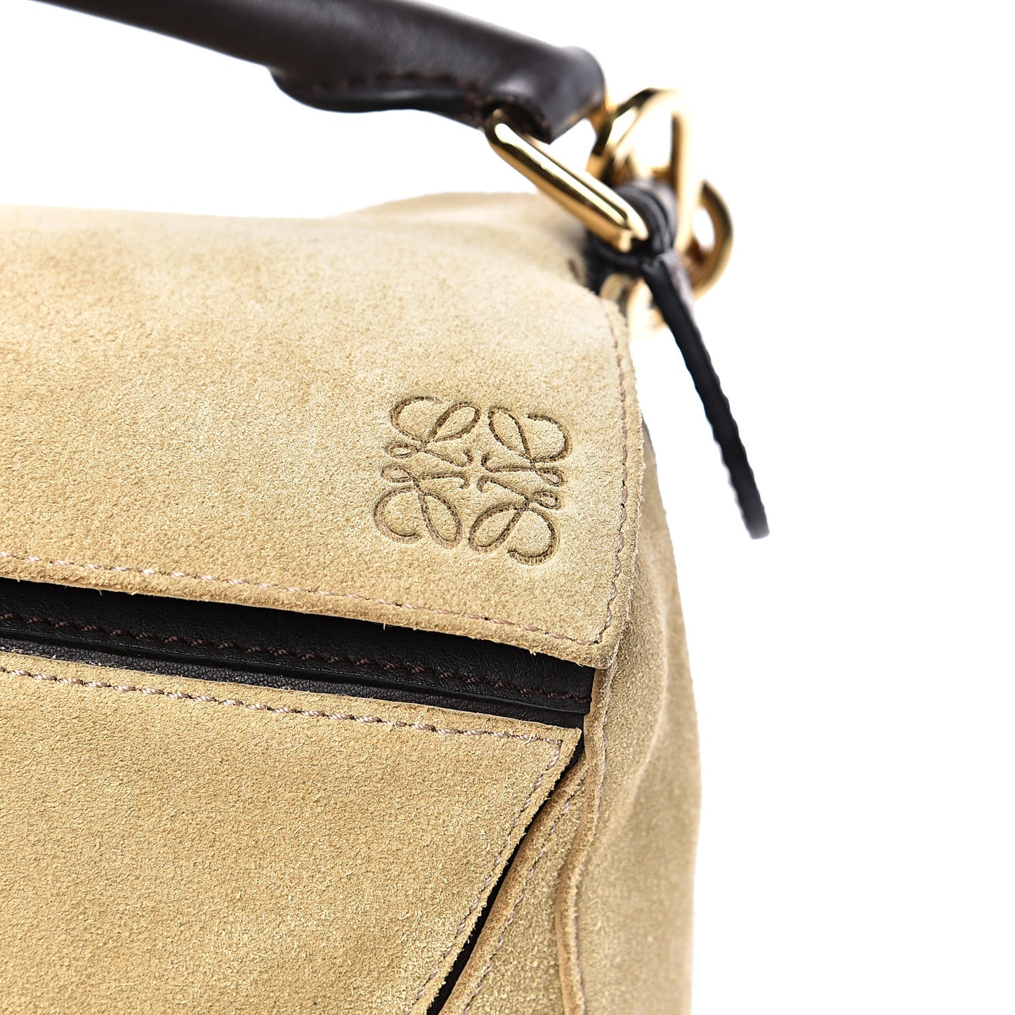 Suede Medium Puzzle Bag Gold