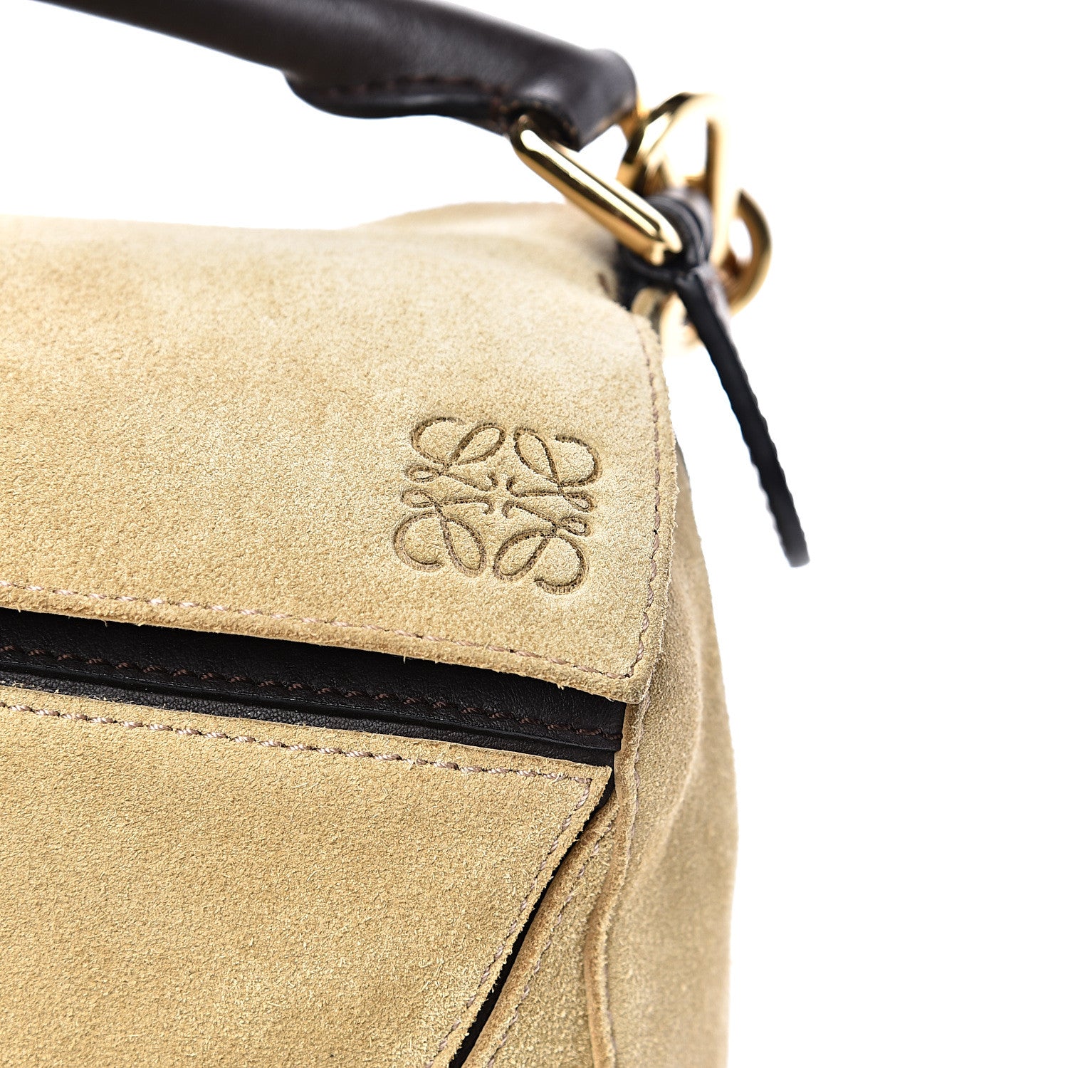 Loewe Suede Medium Puzzle Bag Gold 14 of 16