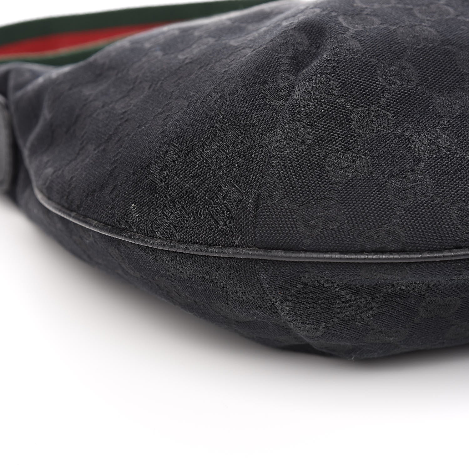 Gucci Monogram Web Medium Half Moon Hobo Black 9 of 13