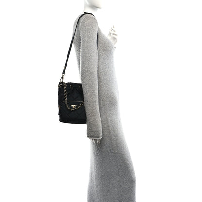Prada Re-Nylon Saffiano Stitched Duet Bucket Bag Black 2 of 10