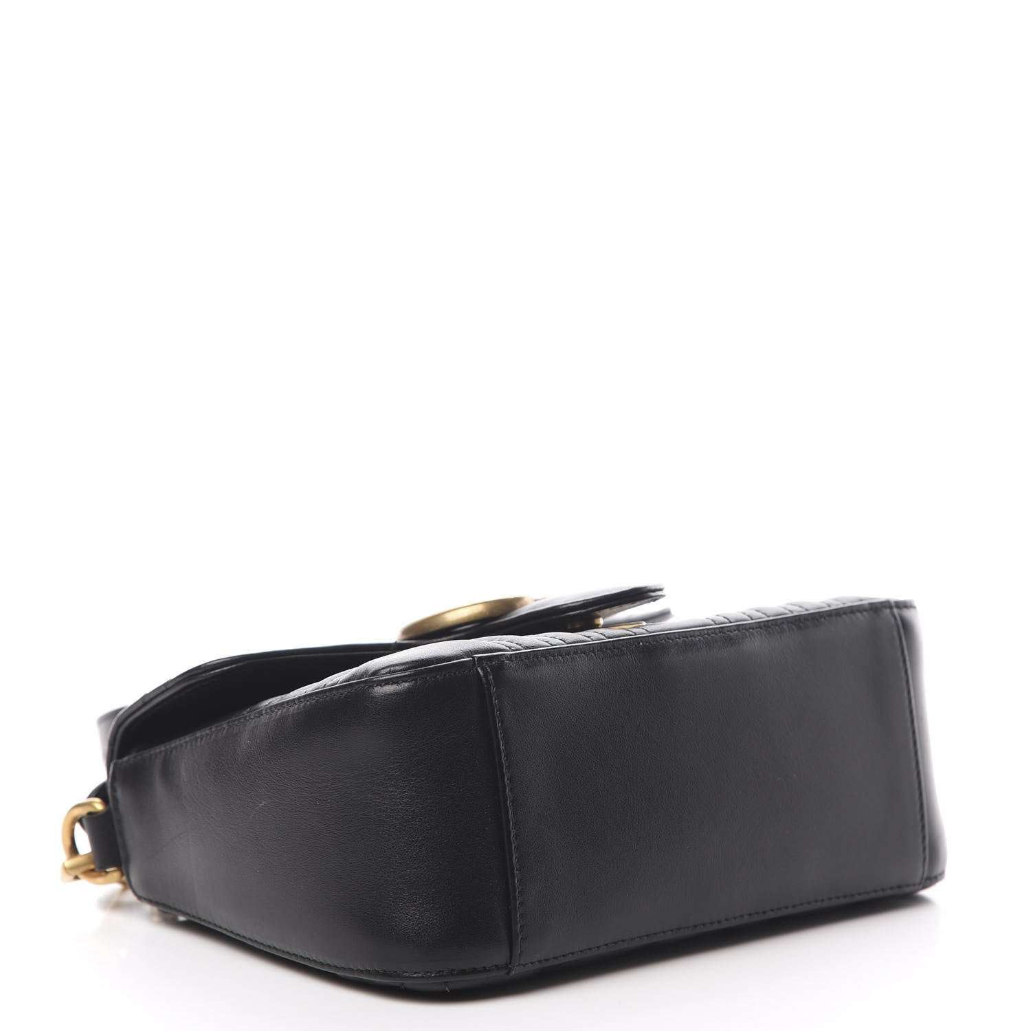 Gucci Calfskin Matelasse Mini GG Marmont Top Handle Shoulder Bag Black 4 of 12