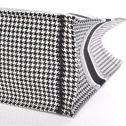 Christian Dior Canvas Houndstooth Embroidered Book Tote Black White 10 of 10
