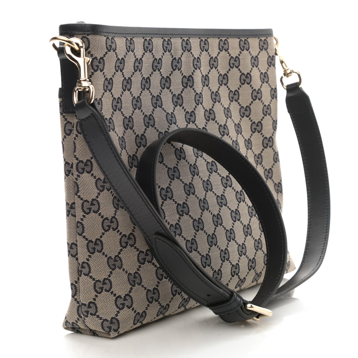 GG Supreme Monogram Web Flat Messenger Bag Navy