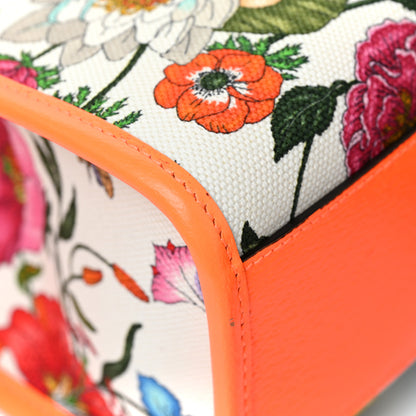 Gucci Canvas Medium Flora Tote White Multicolor Orange Fluo 12 of 13