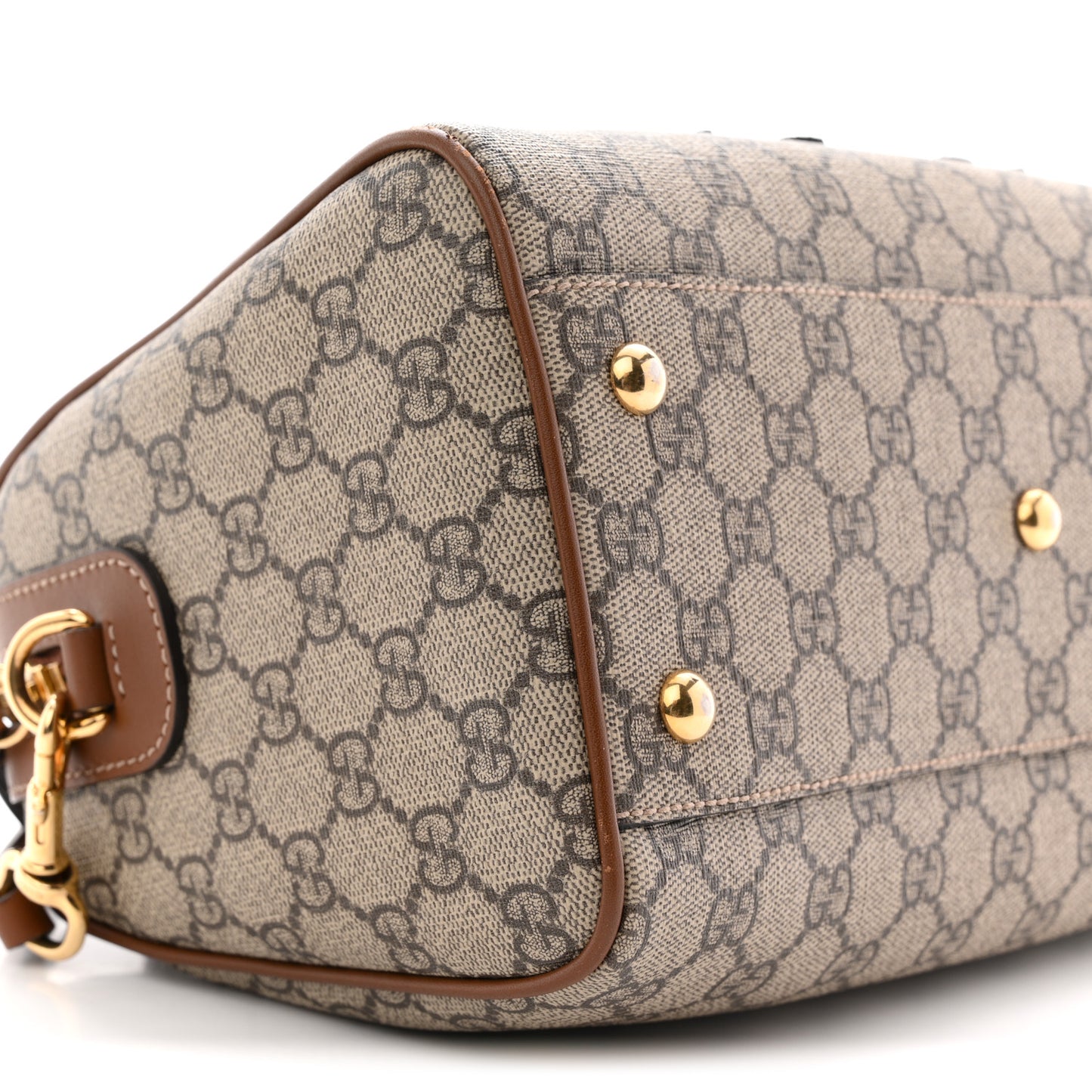 GG Supreme Monogram Floral Embroidered Small Boston Brown