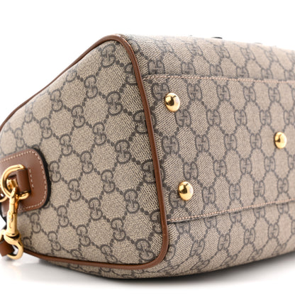 Gucci GG Supreme Monogram Floral Embroidered Small Boston Brown 9 of 12