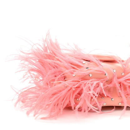 Bottega Veneta Lambskin Ostrich Feather Small Beak Triangle Flap Shoulder Bag Peachy Silver 7 of 8